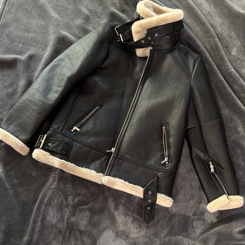 Zara Beige Shearling Jacket